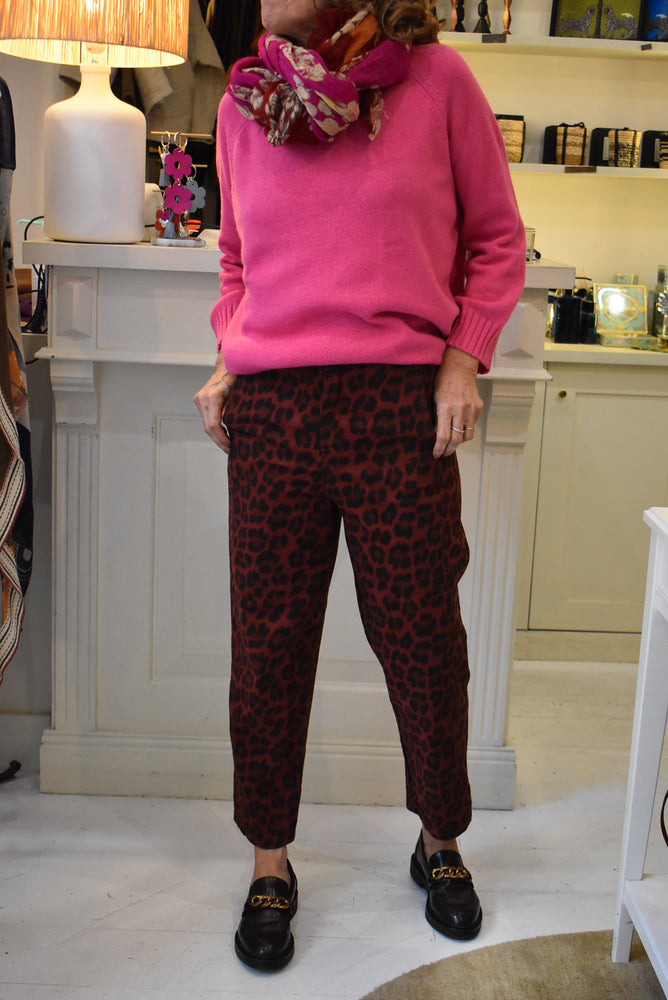 PANTALON LEOPARD Bordeaux