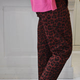 PANTALON LEOPARD Bordeaux