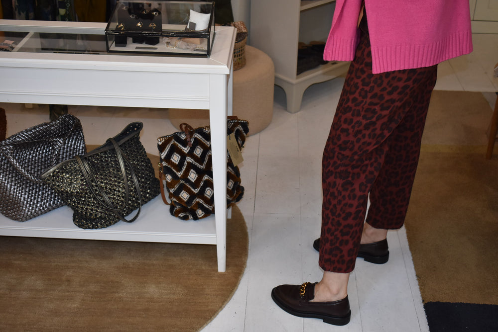 PANTALON LEOPARD Bordeaux